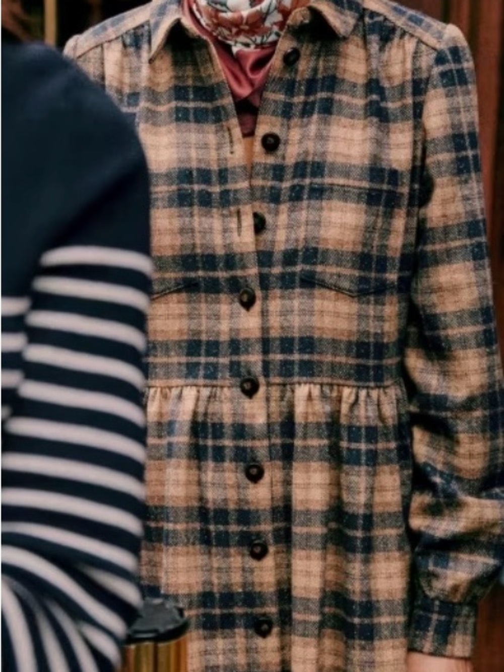 Sézane Leana Mini Wool Plaid Dress in Carreaux Brooklyn - EU/34 - US/2 - Picture 2 of 11